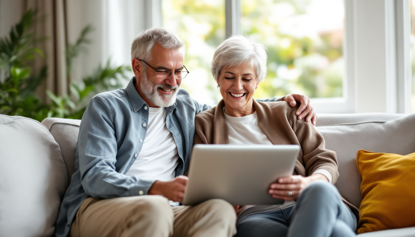 A senior couple comparing Medicare plans at home